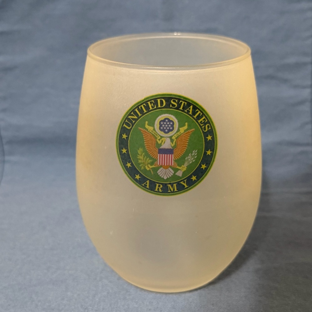 US Army Stemless Frosted Wine Glass - 16oz